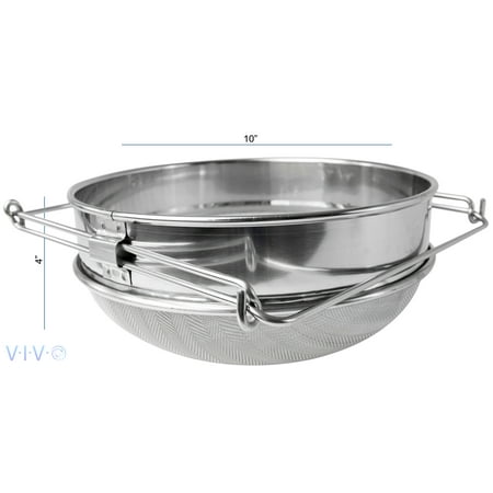 Hot!Stainless Steel Beekeeping Double Sieve Beekeeping Equitment Honey Filter US